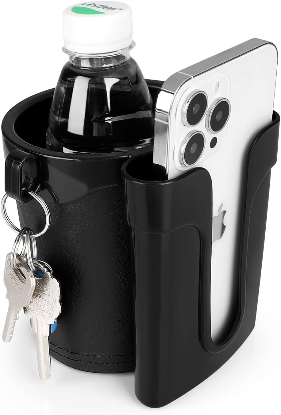 Accmor 3-in-1 Bike Cup Holder with Cell Phone Keys Holder, Bike Water Bottle Holders, Universal Bar Drink Cup Can Holder for Bicycles, Motorcycles, Scooters, Black